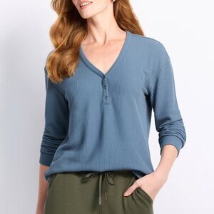 PALE SKY Francine Long Sleeve V Neck Knit Top Blue Medium NWT STITCH FIX